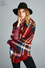 Tartan Plaid Blanket Scarf / Poncho Wrap