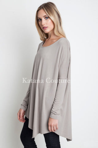 Light Grey Asymmetrical Tunic Top