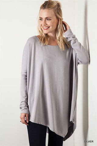 Light Grey Asymmetrical Tunic Top