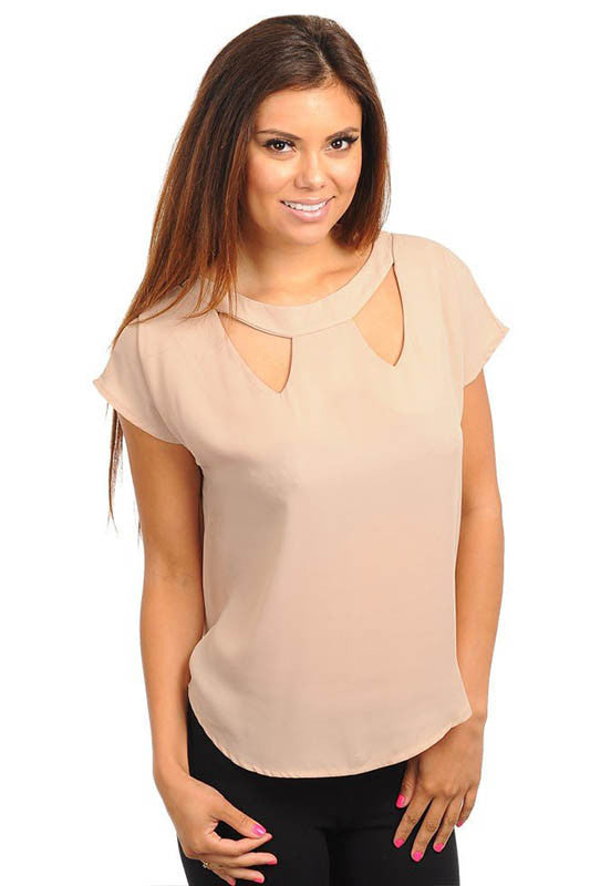 Beige Cutout Tee