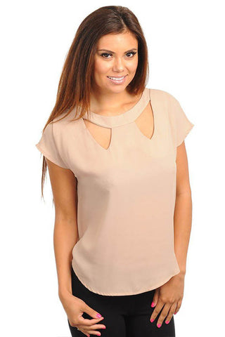 Beige Cutout Tee