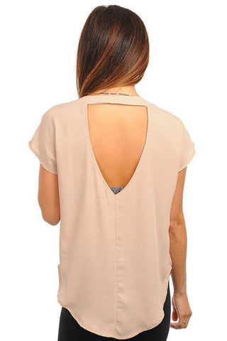 Beige Cutout Tee