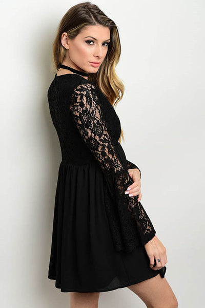 Black Lace Sleeve Dress