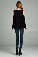 The Coldest Shoulder Long Sleeve Top in Black