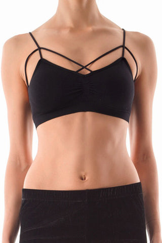 Black Caged Front Strappy Bralette