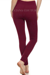 Super Soft Fleece Leggings - Burgundy