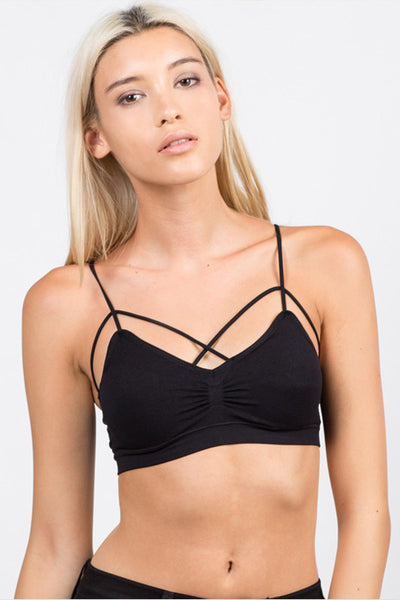 Wholesale caged strappy black bralette bra For Supportive