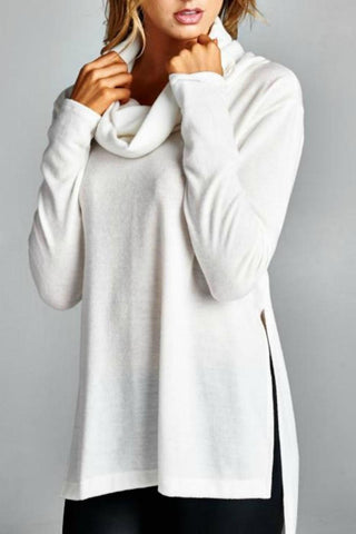 Cowl Neck Sweater Top - Ivory