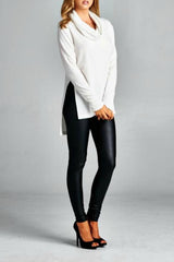 Cowl Neck Sweater Top - Ivory