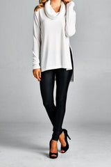 Cowl Neck Sweater Top - Ivory