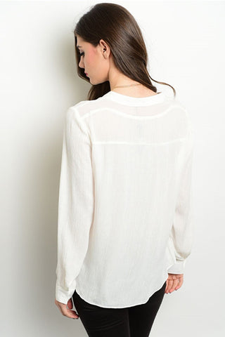 "Katrina" Contrast Peasant Blouse