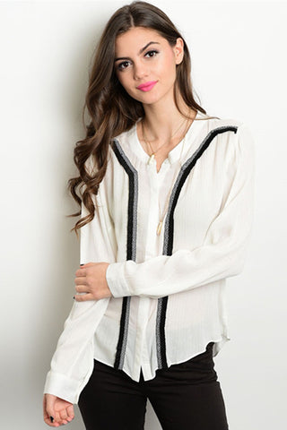 "Katrina" Contrast Peasant Blouse