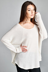 Ivory Waffle Knit Thermal Sweater