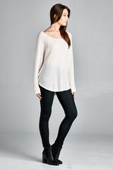 Ivory Waffle Knit Thermal Sweater