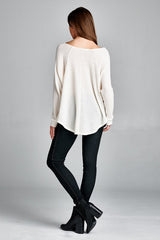 Ivory Waffle Knit Thermal Sweater