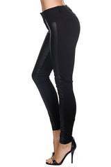 Vegan Leather Contrast Skinny Pants