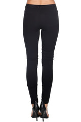 Vegan Leather Contrast Skinny Pants