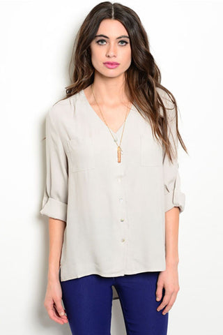 Light Grey Button Up Blouse