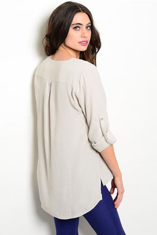 Light Grey Button Up Blouse