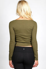 Essential Long Sleeve Crop Top - Olive