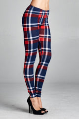 Navy Blue Plaid Checkered Leggings