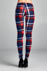 Navy Blue Plaid Checkered Leggings