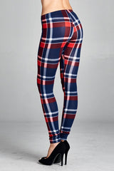 Navy Blue Plaid Checkered Leggings
