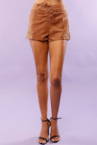 Lace Up Suede Festival Shorts