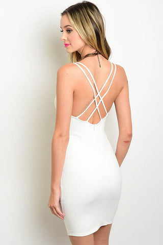 "Venetian" Strappy Bodycon Dress - Ivory