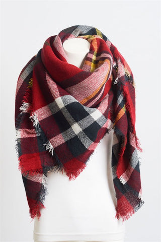 Tartan Plaid Blanket Scarf / Poncho Wrap