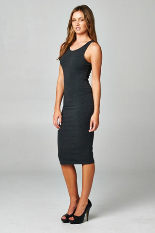Classic Midi Dress - Charcoal Gray