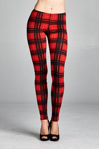 Red Plaid Checkered Leggings