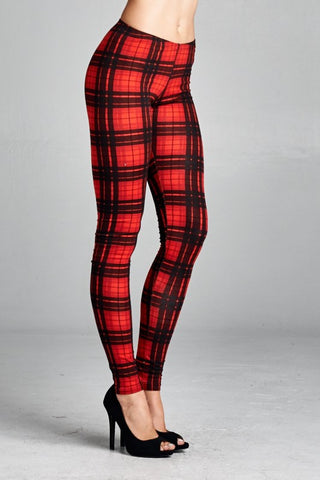 Red Plaid Checkered Leggings