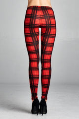 Red Plaid Checkered Leggings