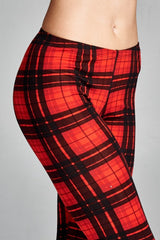 Red Plaid Checkered Leggings