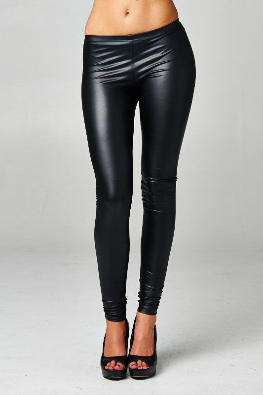 Black Vegan Leather Leggings