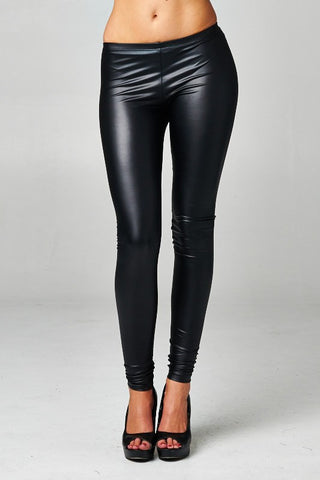 Black Vegan Leather Leggings