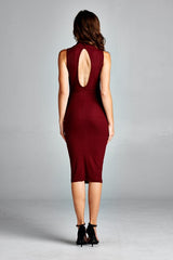 Ribbed Burgundy Midi Dress