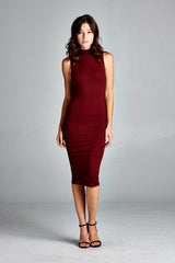 Ribbed Burgundy Midi Dress