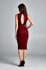 Ribbed Burgundy Midi Dress