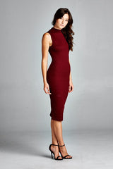 Ribbed Burgundy Midi Dress