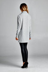 Cowl Neck Sweater Top - Heather Grey