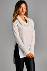 Cowl Neck Sweater Top - Ivory