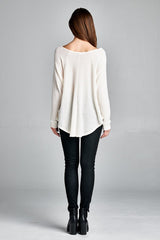 Ivory Waffle Knit Thermal Sweater