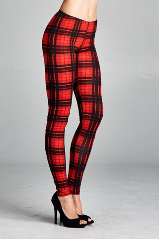 Women's fantasy tights in Charcoal Grey, Blue and Red Tartan