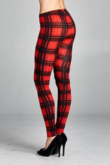 Red Plaid Checkered Leggings